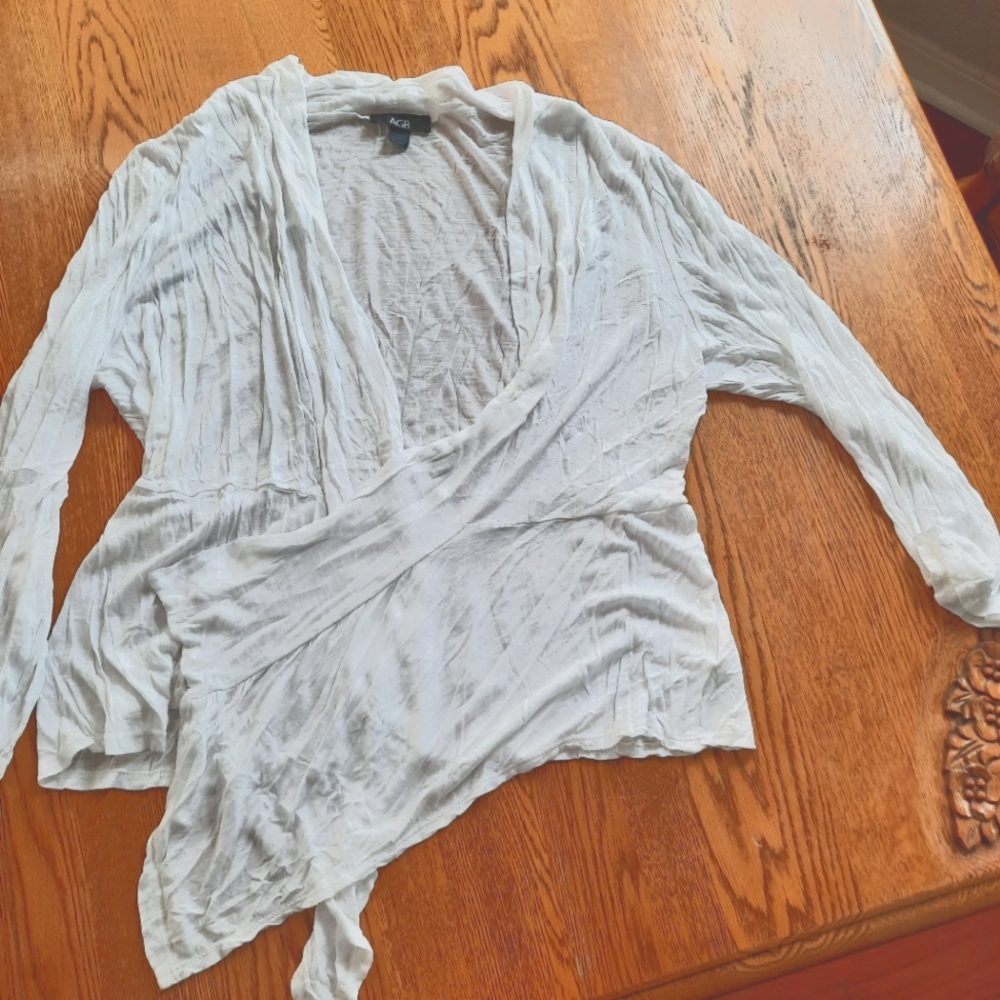 AGB Open Front White Cardigan XL